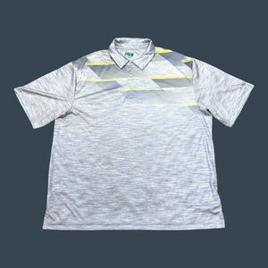 Ben Hogan Performance Mens Polo Shirt 2XL Gray & Yellow Striped Short Sleeve